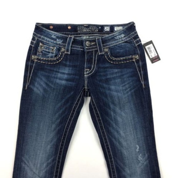 Miss Me Jeans Straight Leg Embellished Cross 25 - Picture 3 of 7